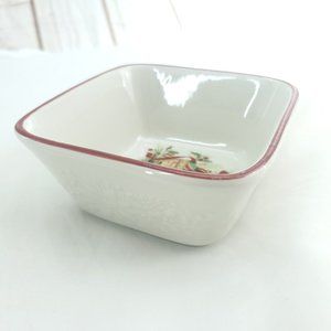 Longaberger Nature's Garland White Square Ceramic Holiday Dessert Bowl